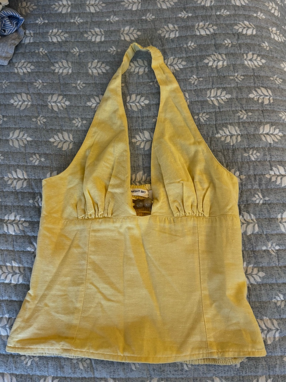 Yellow Halter Camisole Top with Beaded Detail